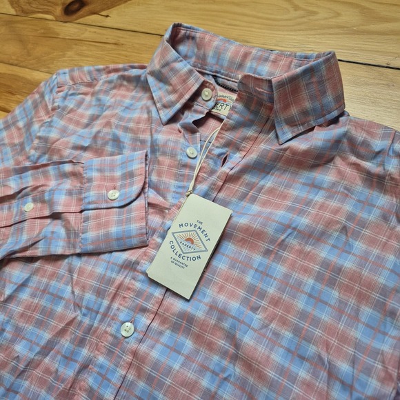 Faherty The Movement Performance Shirt Mens XS Button Down Pink Plaid Preppy New